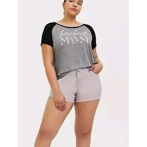 Torrid  Baseball T-Shirt Sz 2X 2 Grey Black Raglan Baseball Mom Graphic Tee New